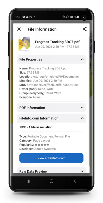 Android File Viewer - File Information