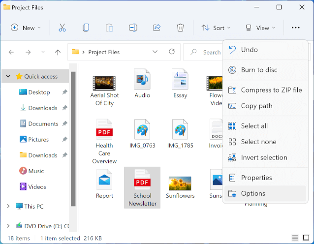 Screenshot of the See more icon in File Explorer