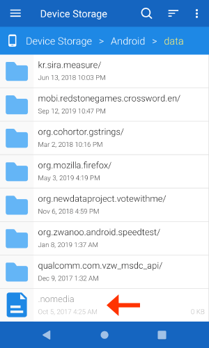 NOMEDIA file in an Android folder