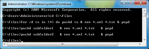 How do I batch rename file extensions in Windows?