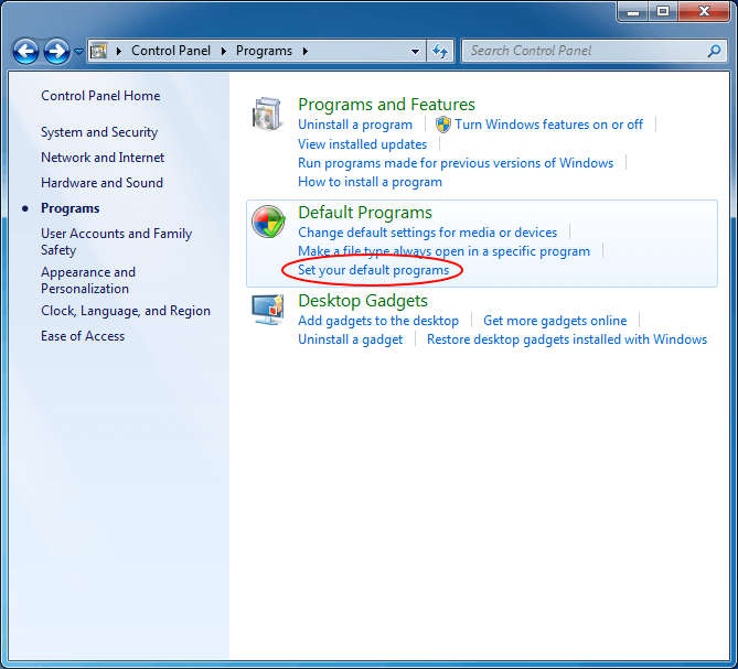 change file type default program windows 7