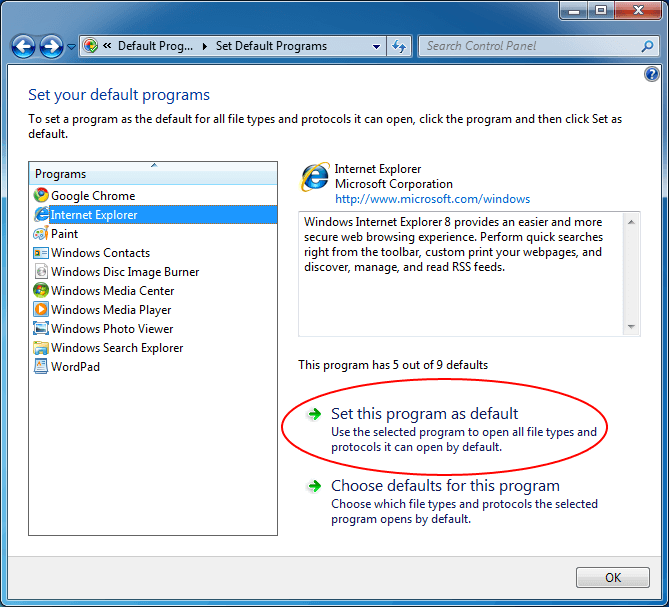 windows 7 how to change default program to open file