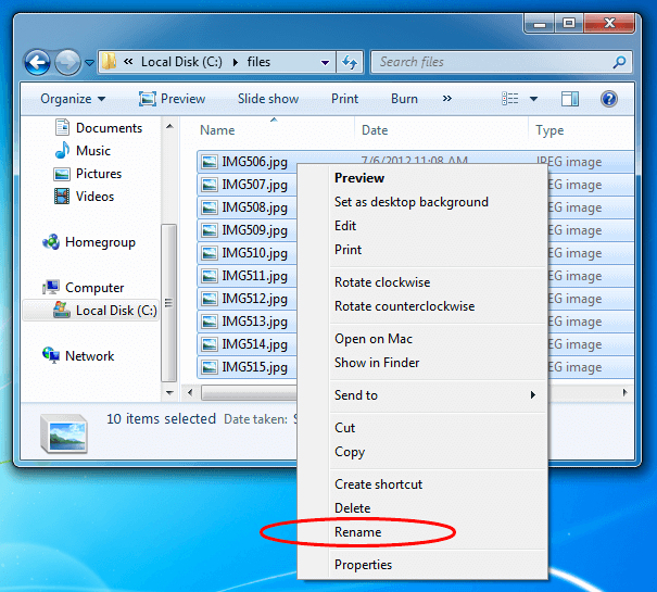 batch rename all files in folder