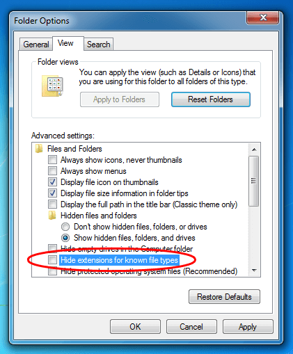 How-To Configure Windows 7 to Show File Extensions