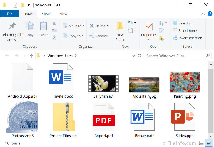 Common Windows File Extensions