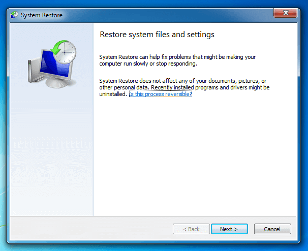 Windows System Restore Wizard