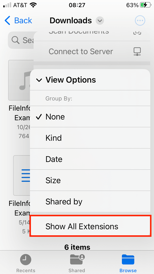 How do I show file extensions in iOS?
