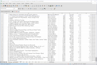 Screenshot of a .123 file in Corel Quattro Pro 2021