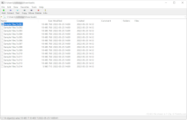 7Z.001 file shown in 7-Zip