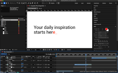 Screenshot of a .aepx file in Adobe After Effects 2025