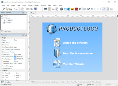 Screenshot of a .apz file in Indigo Rose Autoplay Media Studio 9