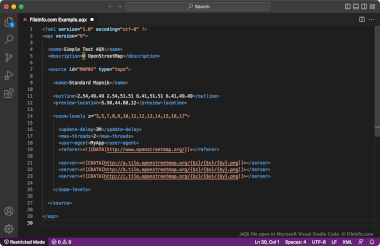 Screenshot of a .aqx file in Microsoft Visual Studio Code