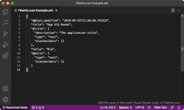 Screenshot of a .arb file in Microsoft Visual Studio Code