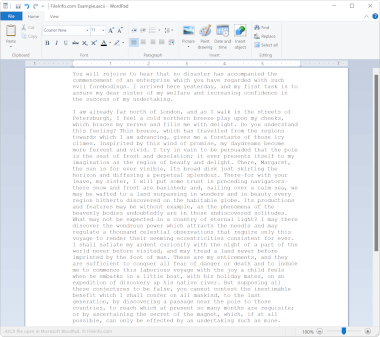 Screenshot of a .ascii file in Microsoft WordPad