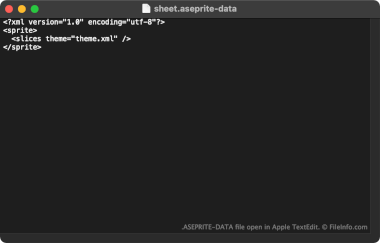 Screenshot of a .aseprite-data file in Apple TextEdit