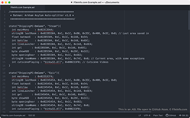 Screenshot of a .asl file in GitHub Atom