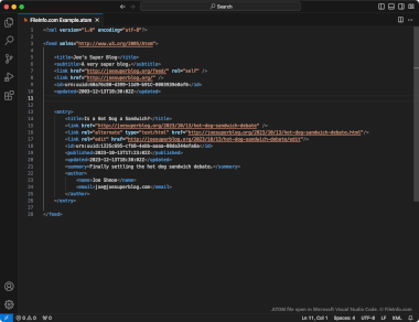Screenshot of a .atom file in Microsoft Visual Studio Code