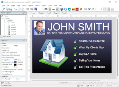 Screenshot of a .autoplay file in Indigo Rose AutoPlay Media Studio 9