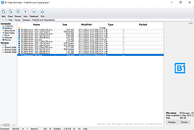 Screenshot of a .b1 file in B1 Free Archiver