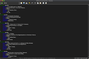 Screenshot of a .bib file in TeXworks 0.6.6 (MiKTeX 21.3)