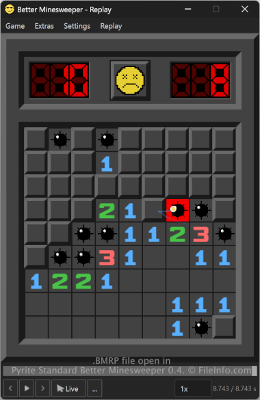 Screenshot of a .bmrp file in Pyrite Standard Better Minesweeper 0.4