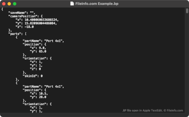 Screenshot of a .bp file in Apple TextEdit