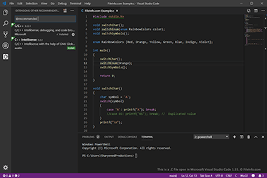 Screenshot of a .c file in Microsoft Visual Studio Code 1.33