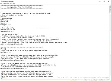 Screenshot of a .cfg file in Microsoft Notepad