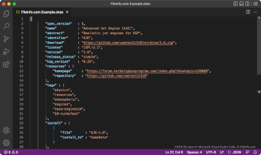 Screenshot of a .ckan file in Microsoft Visual Studio Code
