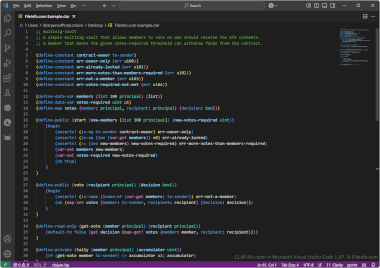 Screenshot of a .clar file in Microsoft Visual Studio Code 1.97