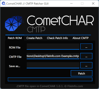 Screenshot of a .cmtp file in CometCHAR 1.0.1