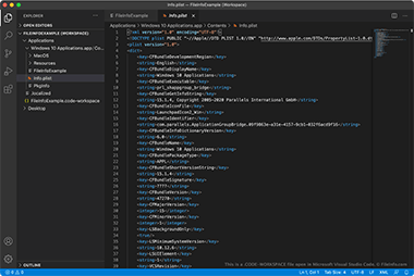 Screenshot of a .code-workspace file in Microsoft Visual Studio Code