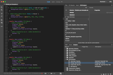 Screenshot of a .css file in Adobe Dreamweaver 2021