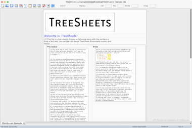 Screenshot of a .cts file in TreeSheets
