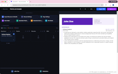 Screenshot of a .cv file in stacked.cv