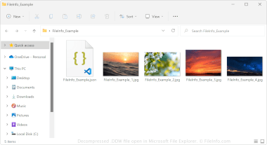 Decompressed DDW file open in Microsoft File Explorer