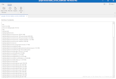 Screenshot of a .deb file in File Viewer Plus 4