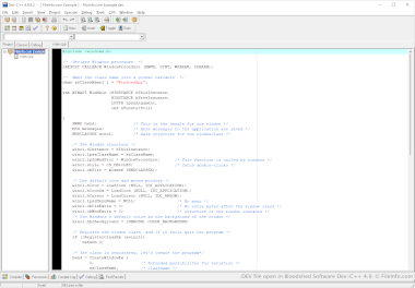 Screenshot of a .dev file in Bloodshed Software Dev-C++