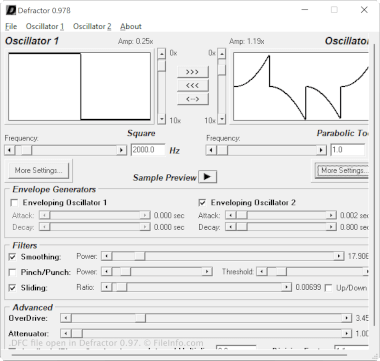 Screenshot of a .dfc file in Defractor 0.97