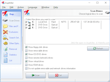 Screenshot of a .dks file in DupKiller
