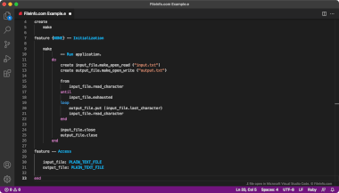 Screenshot of a .e file in Microsoft Visual Studio Code