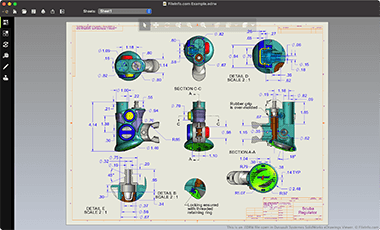 Screenshot of a .edrw file in Dassault Systemes SolidWorks eDrawings Viewer