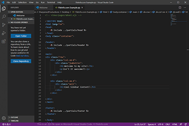 Screenshot of a .ejs file in Microsoft Visual Studio Code