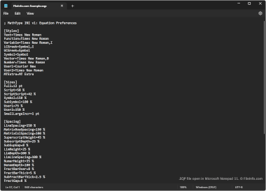 EQP file open in Microsoft Notepad