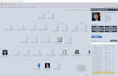 Screenshot of a .familyx file in Chronoplex Software My Family Tree 14