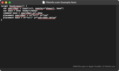 Screenshot of a .fenn file in Apple TextEdit