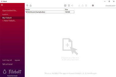 Screenshot of a .filebolt file in Envault Filebolt 1.2