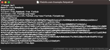 Screenshot of a .flatpakref file in Apple TextEdit 1.18