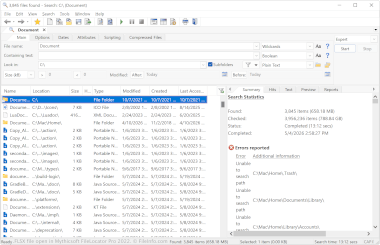 Screenshot of a .flsx file in Mythicsoft FileLocator Pro 2022