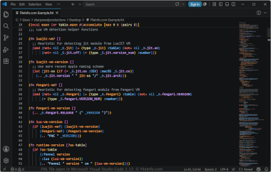 Screenshot of a .fnl file in Microsoft Visual Studio Code 1.12